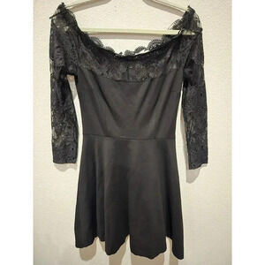 BB Dakota Women's Off-Shoulder Lace Dress Black 6 Party Cocktail Grunge Goth
